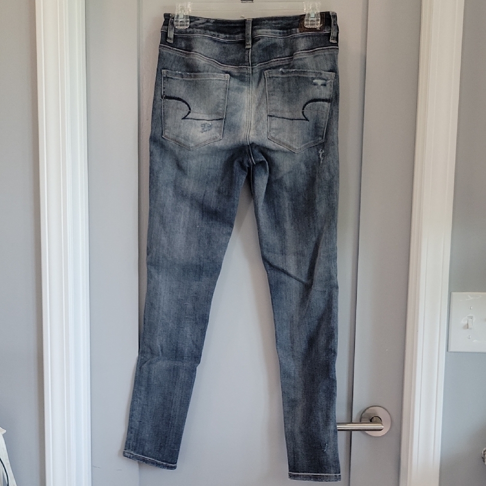 American Eagle Outfitters Women's Distressed Blue Skinny Jeans - Picture 9 of 15
